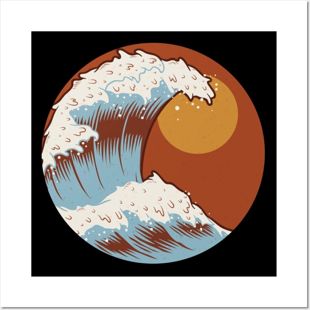 The Great Wave Off Kanagawa Terracotta Color Wall Art by edmproject